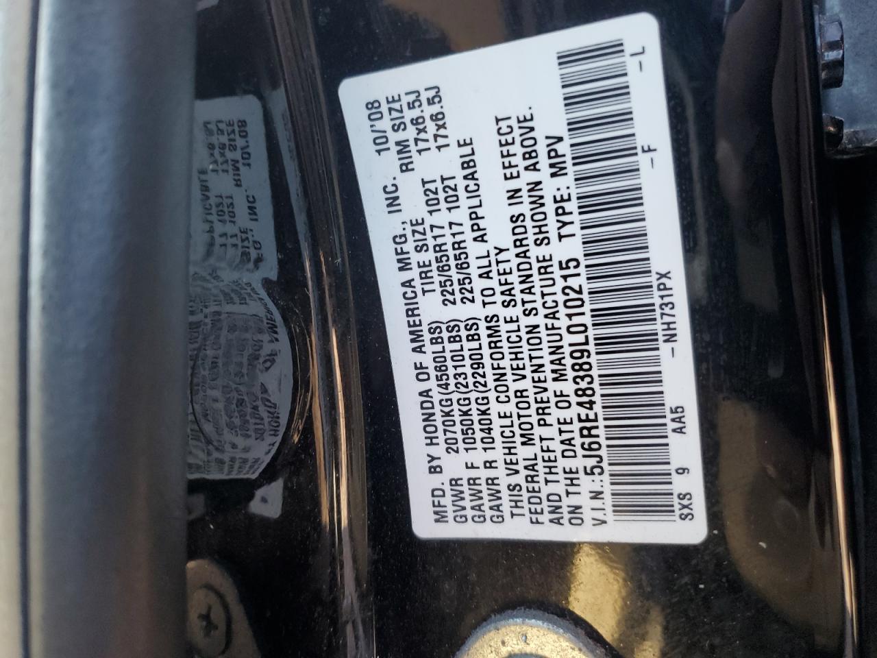 Photo 12 VIN: 5J6RE48389L010215 - HONDA CR-V 