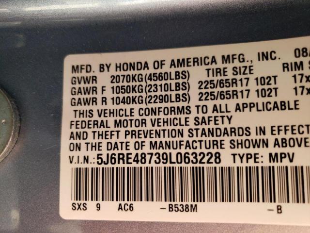 Photo 9 VIN: 5J6RE48739L063228 - HONDA CR-V EXL 