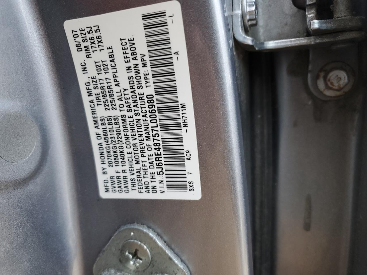 Photo 11 VIN: 5J6RE48757L006980 - HONDA CR-V 