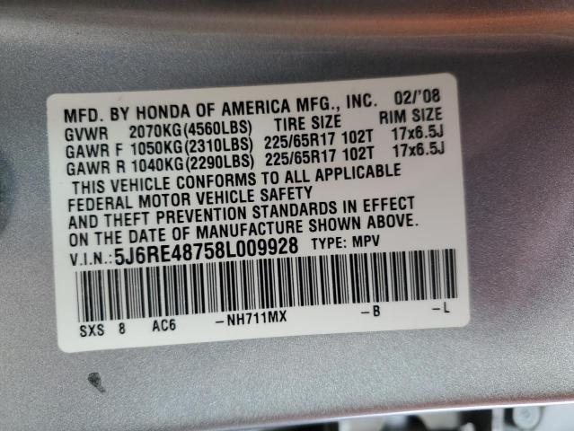 Photo 12 VIN: 5J6RE48758L009928 - HONDA CR-V EXL 