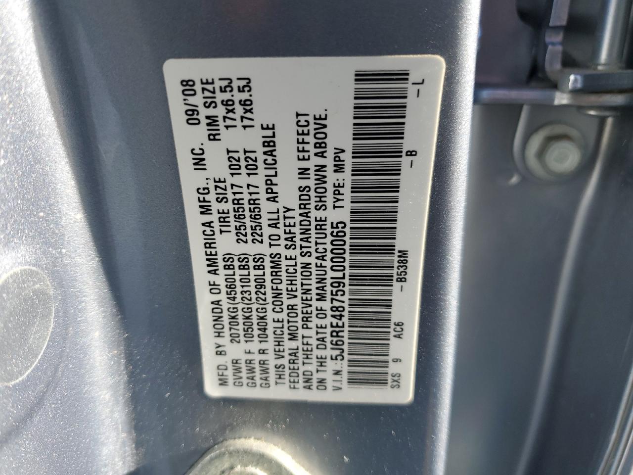 Photo 11 VIN: 5J6RE48759L000065 - HONDA CR-V 