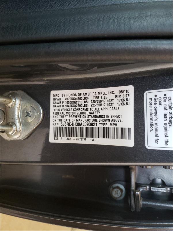 Photo 9 VIN: 5J6RE4H30AL093921 - HONDA CR-V LX 