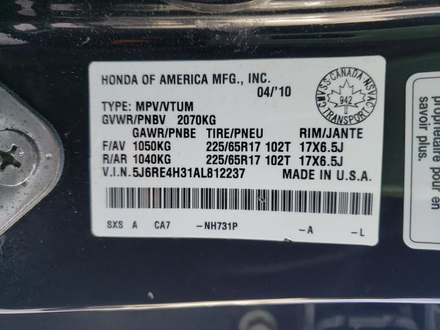 Photo 9 VIN: 5J6RE4H31AL812237 - HONDA CR-V LX 