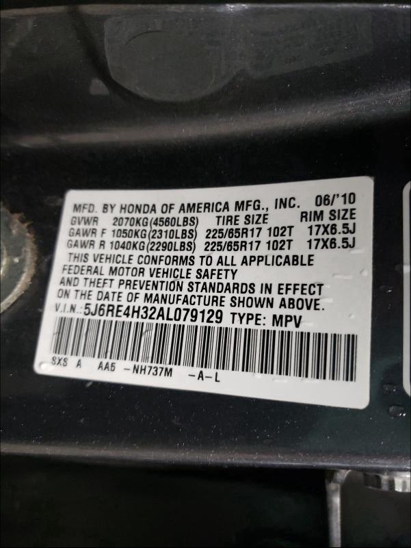 Photo 9 VIN: 5J6RE4H32AL079129 - HONDA CR-V LX 