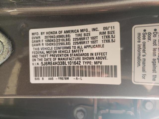 Photo 9 VIN: 5J6RE4H33BL101642 - HONDA CR-V LX 