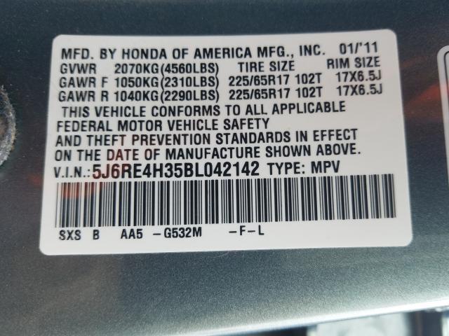 Photo 9 VIN: 5J6RE4H35BL042142 - HONDA CR-V LX 