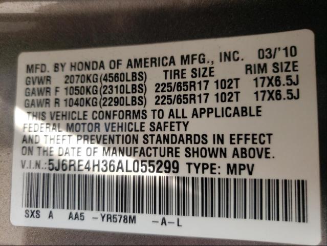 Photo 9 VIN: 5J6RE4H36AL055299 - HONDA CR-V LX 