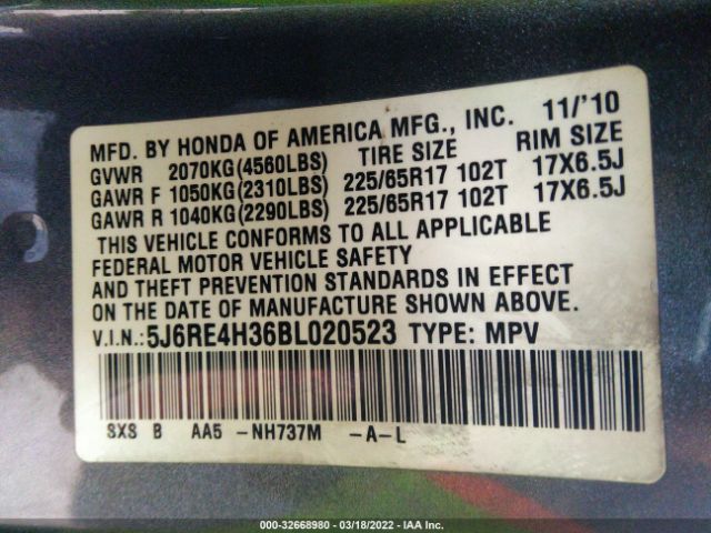 Photo 8 VIN: 5J6RE4H36BL020523 - HONDA CR-V 