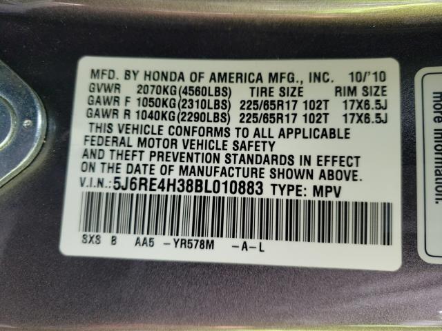 Photo 9 VIN: 5J6RE4H38BL010883 - HONDA CR-V LX 