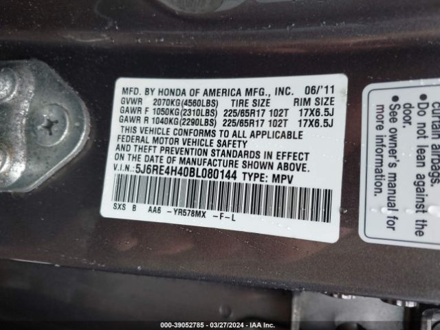 Photo 8 VIN: 5J6RE4H40BL080144 - HONDA CR-V 