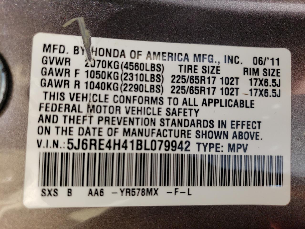 Photo 13 VIN: 5J6RE4H41BL079942 - HONDA CR-V 