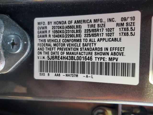 Photo 12 VIN: 5J6RE4H43BL001646 - HONDA CR-V SE 