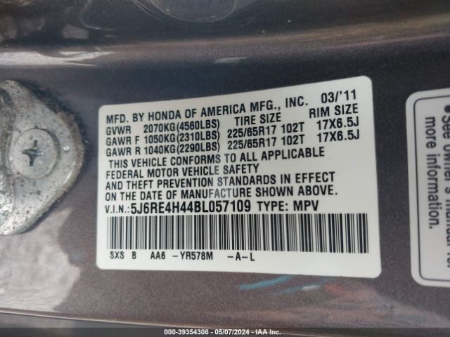 Photo 8 VIN: 5J6RE4H44BL057109 - HONDA CR-V 