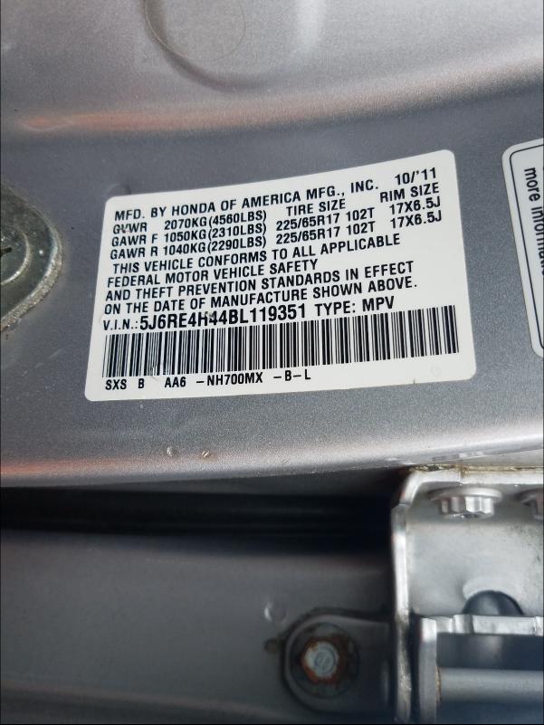 Photo 9 VIN: 5J6RE4H44BL119351 - HONDA CR-V SE 