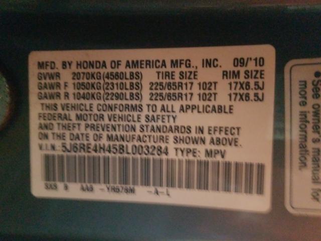 Photo 9 VIN: 5J6RE4H45BL003284 - HONDA CR-V SE 