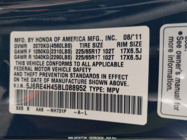 Photo 8 VIN: 5J6RE4H45BL088952 - HONDA CR-V 