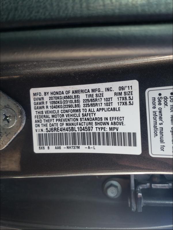 Photo 9 VIN: 5J6RE4H45BL104597 - HONDA CR-V SE 