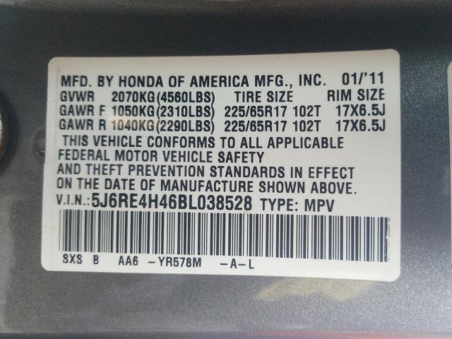 Photo 9 VIN: 5J6RE4H46BL038528 - HONDA CR-V SE 