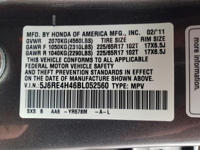 Photo 9 VIN: 5J6RE4H46BL052560 - HONDA CR-V SE 