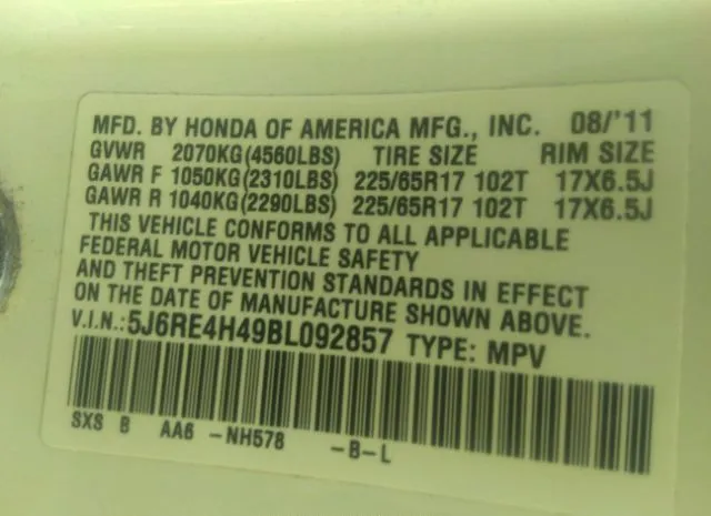 Photo 8 VIN: 5J6RE4H49BL092857 - HONDA CR-V 