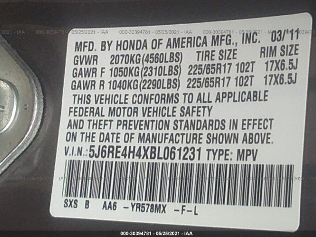 Photo 8 VIN: 5J6RE4H4XBL061231 - HONDA CR-V 