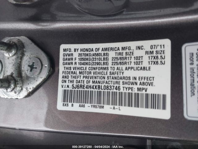 Photo 8 VIN: 5J6RE4H4XBL083746 - HONDA CR-V 