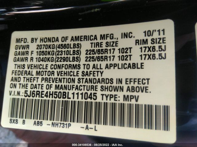 Photo 8 VIN: 5J6RE4H50BL111045 - HONDA CR-V 