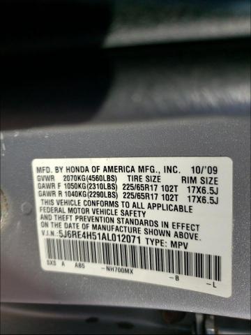 Photo 9 VIN: 5J6RE4H51AL012071 - HONDA CR-V EX 