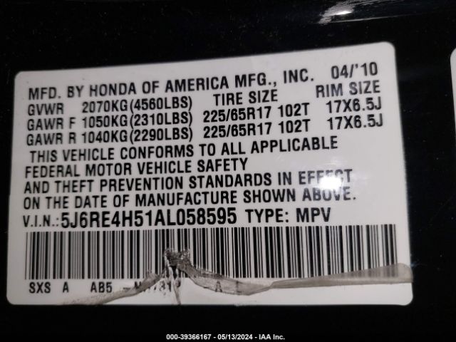 Photo 8 VIN: 5J6RE4H51AL058595 - HONDA CR-V 