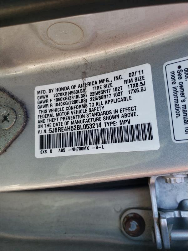 Photo 9 VIN: 5J6RE4H52BL053214 - HONDA CR-V EX 