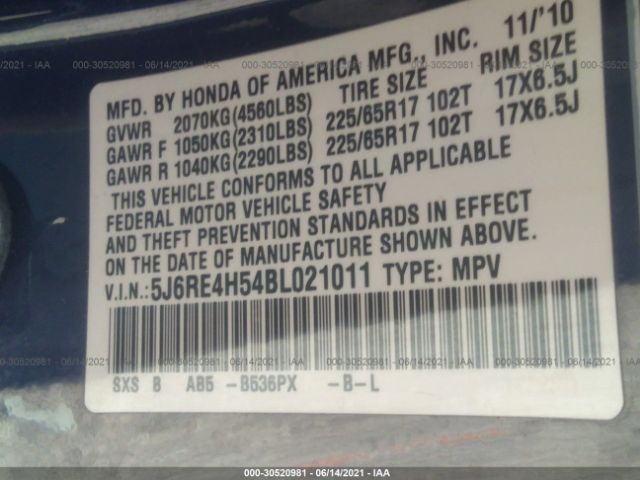 Photo 8 VIN: 5J6RE4H54BL021011 - HONDA CR-V 