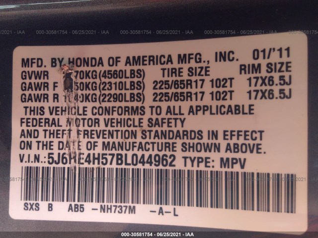 Photo 8 VIN: 5J6RE4H57BL044962 - HONDA CR-V 