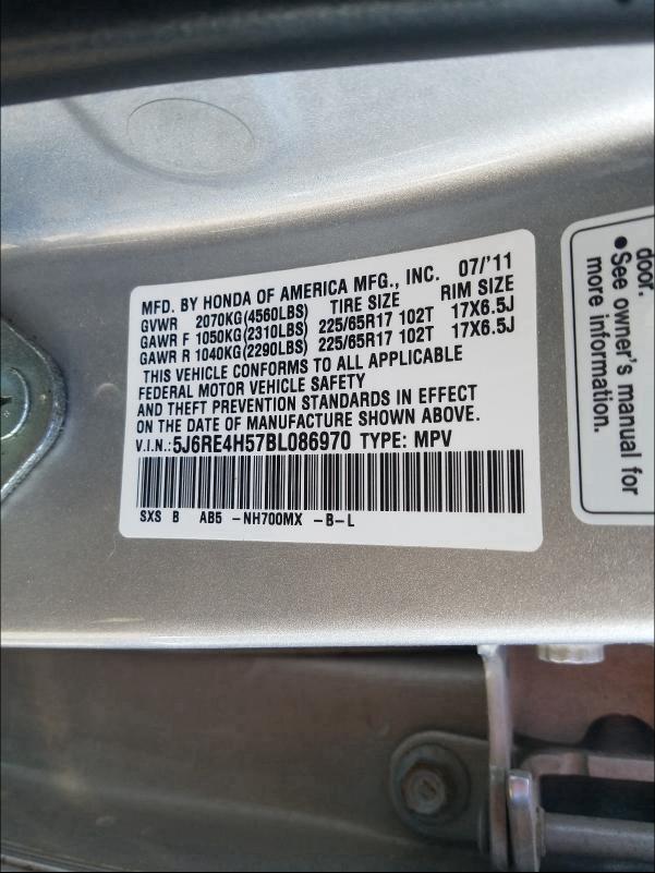 Photo 9 VIN: 5J6RE4H57BL086970 - HONDA CR-V EX 