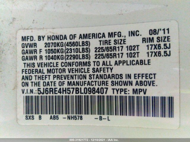 Photo 8 VIN: 5J6RE4H57BL098407 - HONDA CR-V 