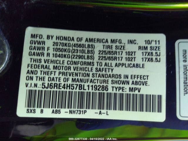 Photo 8 VIN: 5J6RE4H57BL119286 - HONDA CR-V 