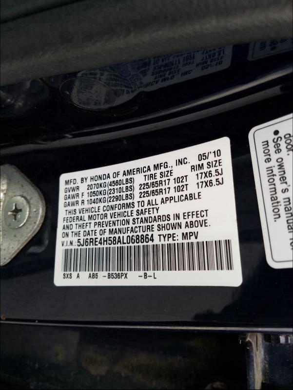 Photo 9 VIN: 5J6RE4H58AL068864 - HONDA CR-V EX 