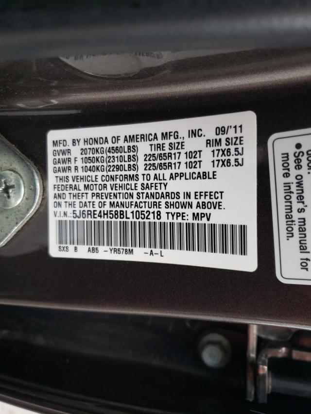 Photo 9 VIN: 5J6RE4H58BL105218 - HONDA CR-V EX 