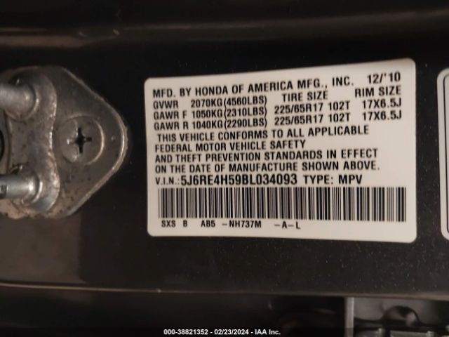 Photo 8 VIN: 5J6RE4H59BL034093 - HONDA CR-V 