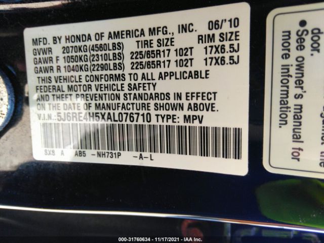 Photo 8 VIN: 5J6RE4H5XAL076710 - HONDA CR-V 