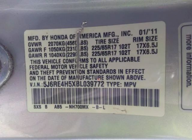 Photo 8 VIN: 5J6RE4H5XBL039772 - HONDA CR-V 