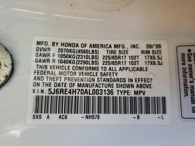 Photo 12 VIN: 5J6RE4H70AL003136 - HONDA CR-V EXL 