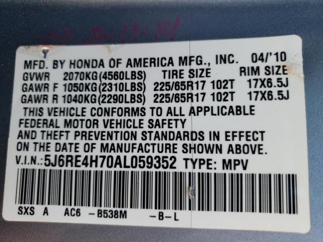 Photo 9 VIN: 5J6RE4H70AL059352 - HONDA CR-V EXL 