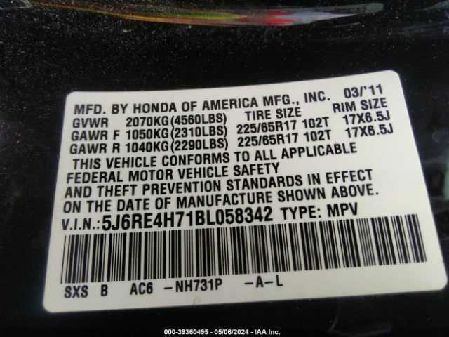 Photo 8 VIN: 5J6RE4H71BL058342 - HONDA CR-V 