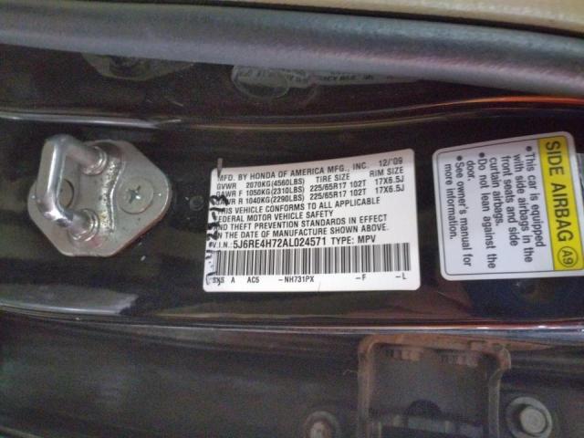 Photo 9 VIN: 5J6RE4H72AL024571 - HONDA CR-V EXL 