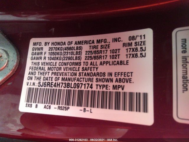 Photo 8 VIN: 5J6RE4H73BL097174 - HONDA CR-V 