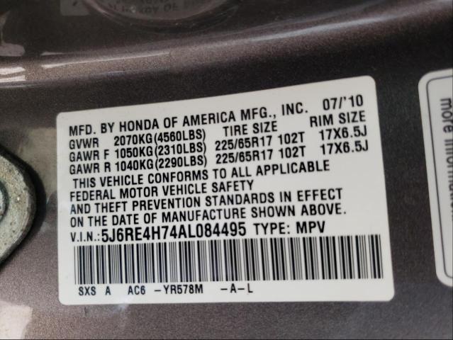 Photo 9 VIN: 5J6RE4H74AL084495 - HONDA CR-V EXL 