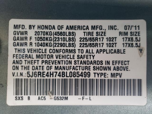 Photo 9 VIN: 5J6RE4H74BL085499 - HONDA CR-V EXL 