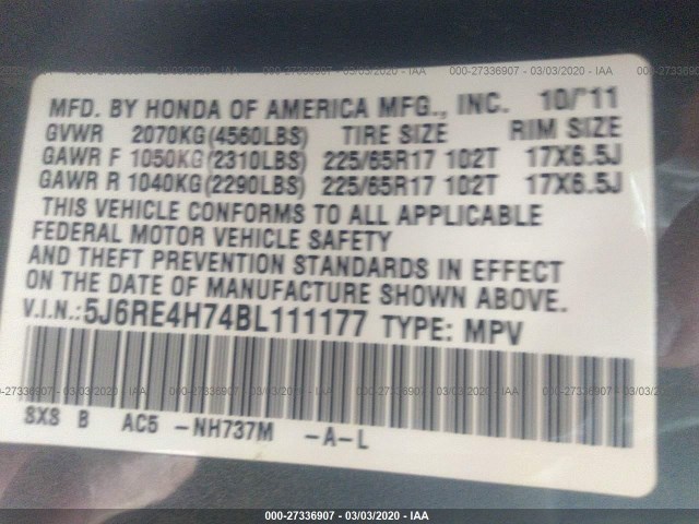 Photo 8 VIN: 5J6RE4H74BL111177 - HONDA CR-V 