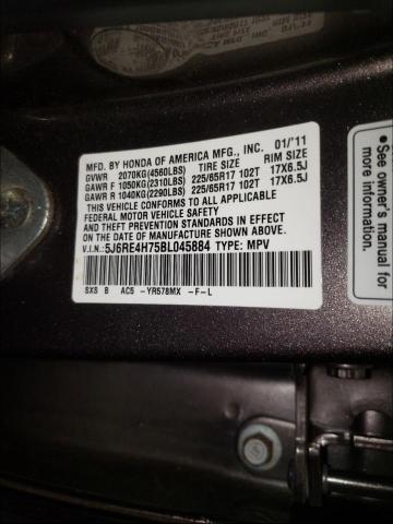 Photo 9 VIN: 5J6RE4H75BL045884 - HONDA CR-V EXL 