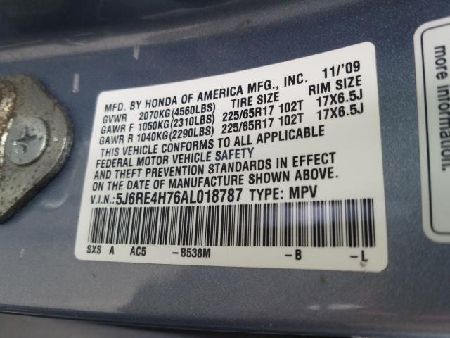 Photo 9 VIN: 5J6RE4H76AL018787 - HONDA CR-V EXL 